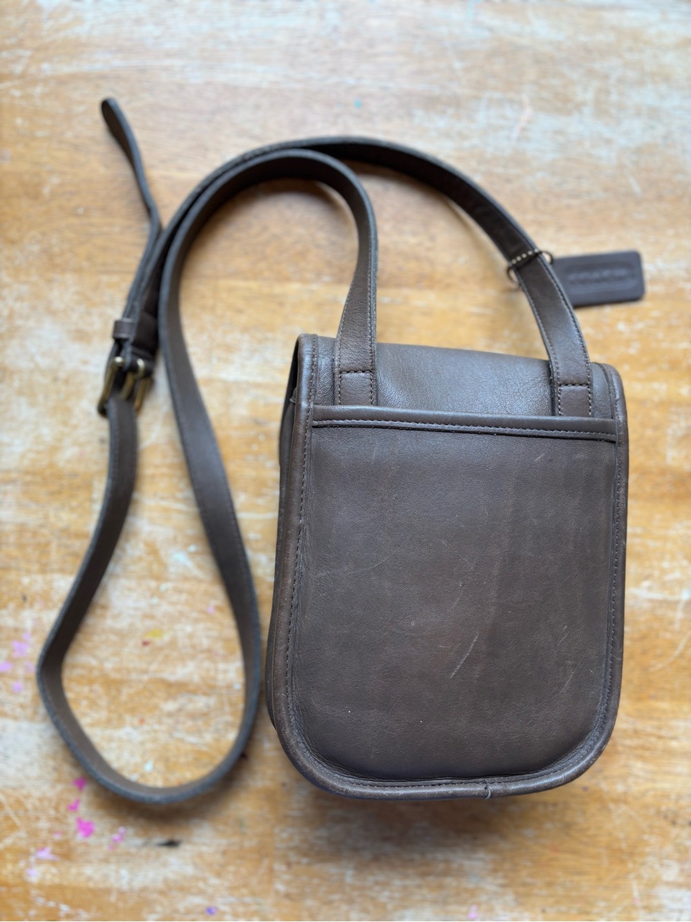 Vintage Coach Dark Brown Leather Turnlock Crossbody 9978 - Picture 5 of 13